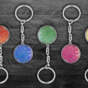 Portachiavi in acciaio con applicazione in fibra di fico d’india